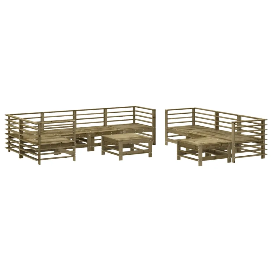 Salon de jardin 10 pcs avec coussins bois de pin imprégné - 3