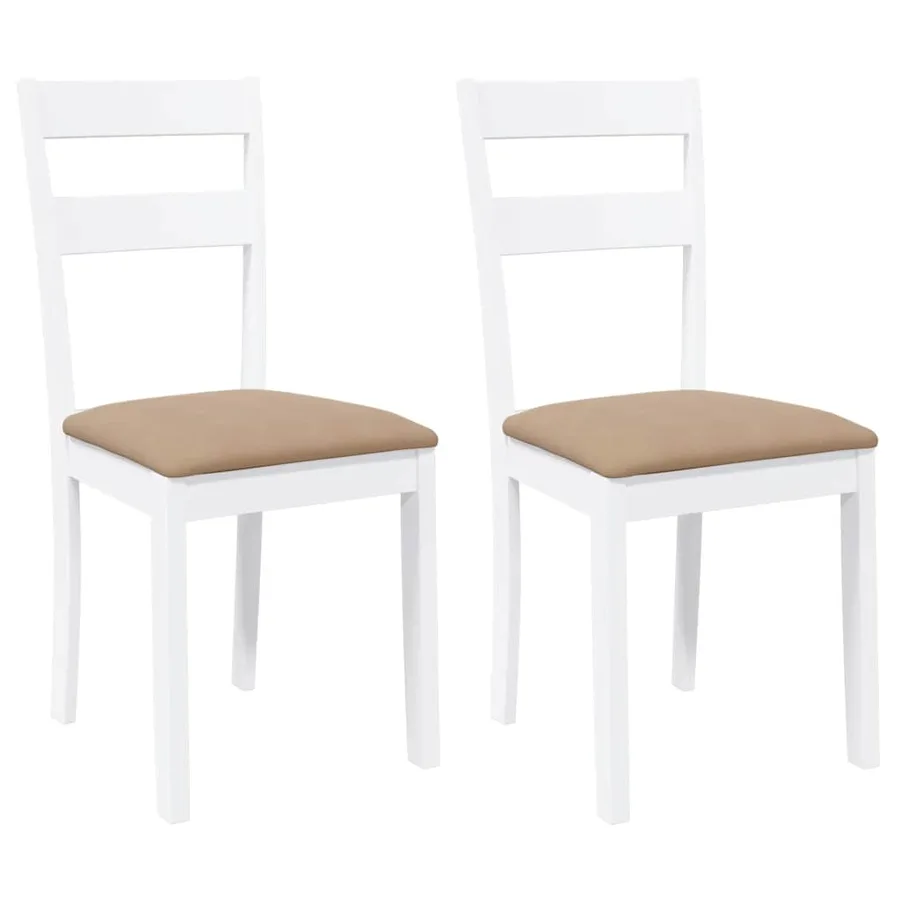 Chaises à manger coussins 2 pcs blanc bois massif caoutchouc - 2