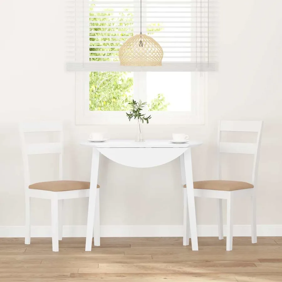 Chaises à manger coussins 2 pcs blanc bois massif caoutchouc - 3