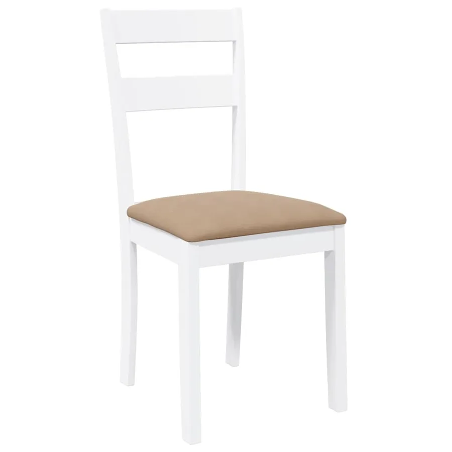 Chaises à manger coussins 2 pcs blanc bois massif caoutchouc - 4