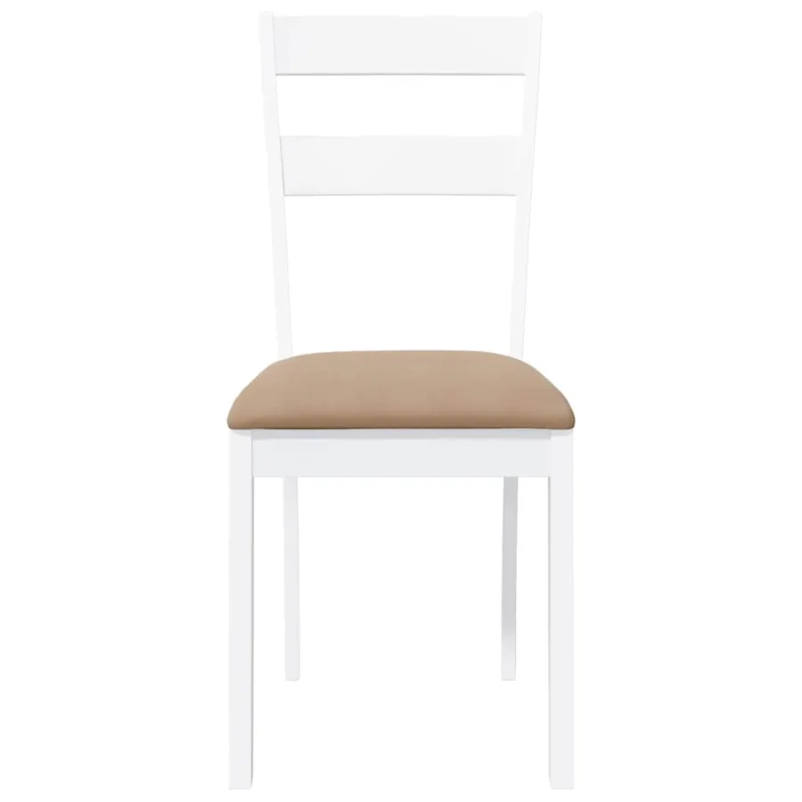 Chaises à manger coussins 2 pcs blanc bois massif caoutchouc - 5