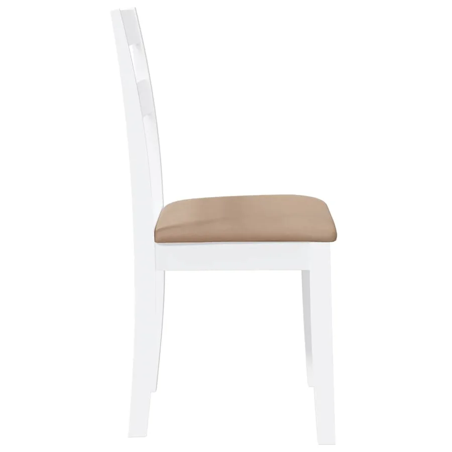 Chaises à manger coussins 2 pcs blanc bois massif caoutchouc - 6