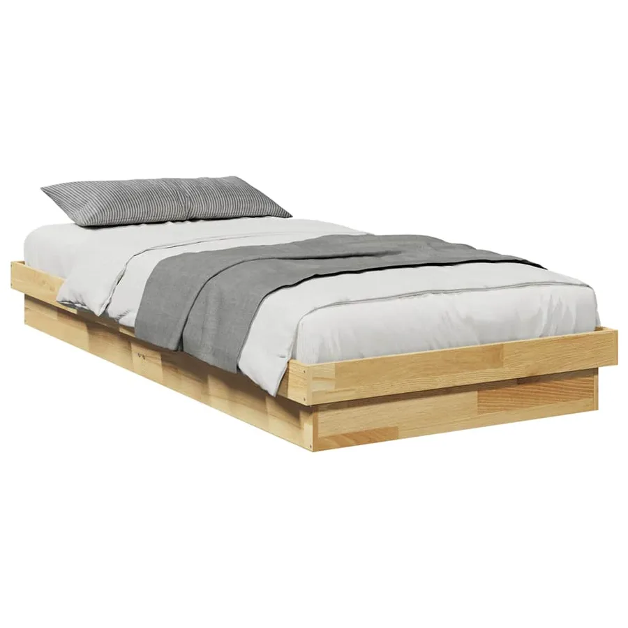 Cadre de lit sans matelas 75x190 cm bois massif de chêne - 3