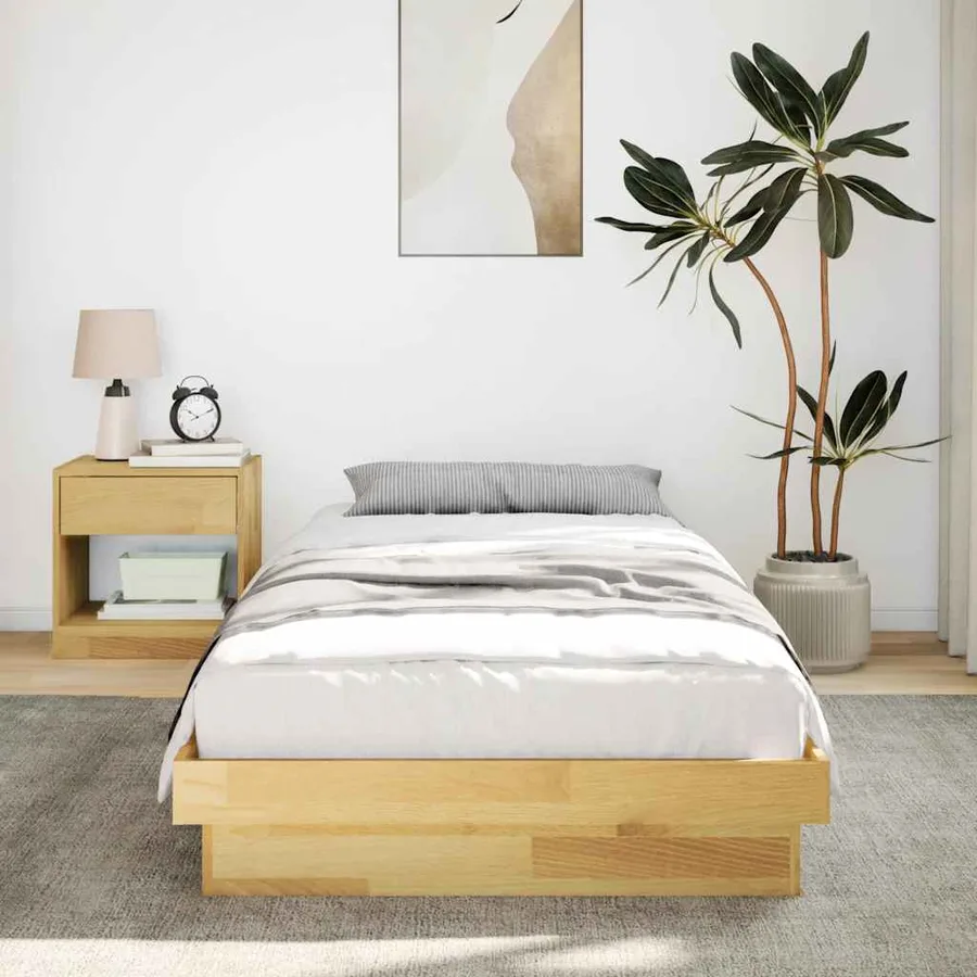 Cadre de lit sans matelas 75x190 cm bois massif de chêne - 4