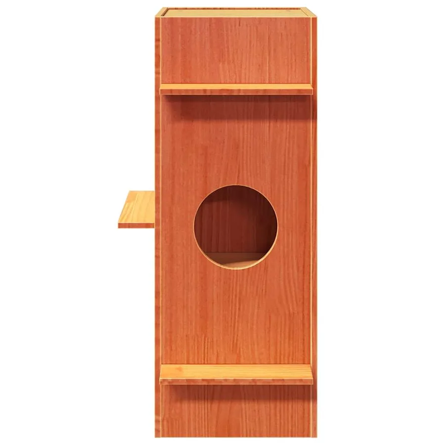 Maison pour chat cire marron 43x43x90 cm bois de pin massif - 3