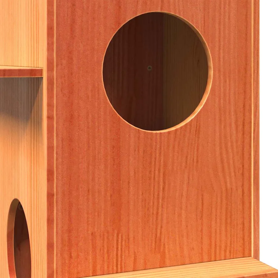 Maison pour chat cire marron 43x43x90 cm bois de pin massif - 6