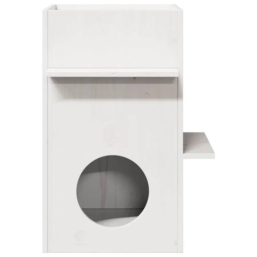 Maison pour chat blanc 43x43x60 cm bois de pin massif - 4