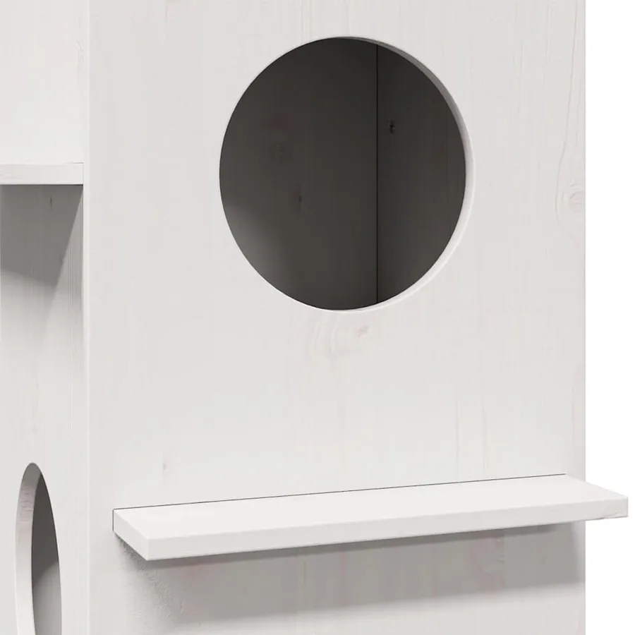Maison pour chat blanc 43x43x60 cm bois de pin massif - 6