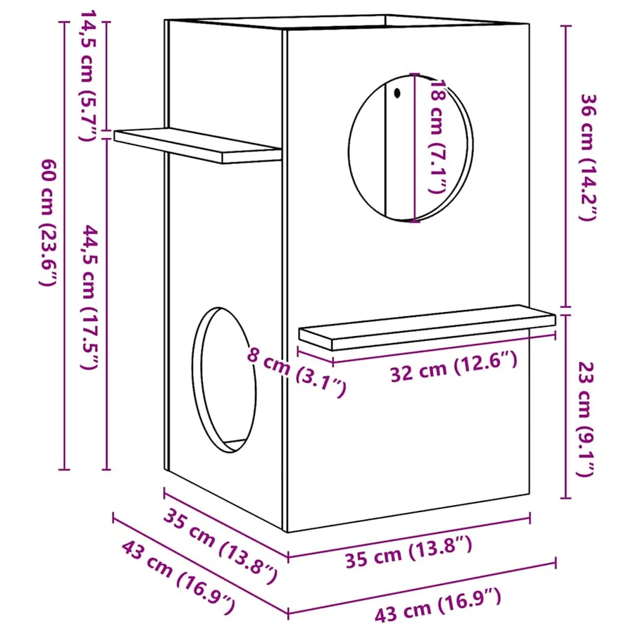 Maison pour chat blanc 43x43x60 cm bois de pin massif - 7