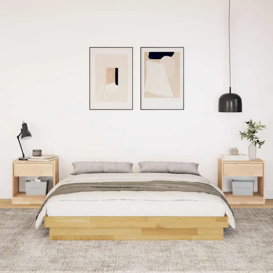 Cadre de lit sans matelas 160x200 cm bois massif de chêne - 4