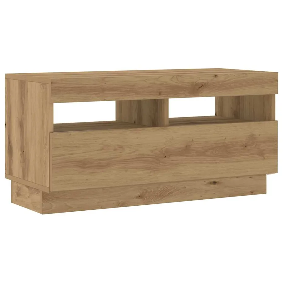 Meuble TV avec lumières LED chêne artisanal bois d'ingénierie - 6