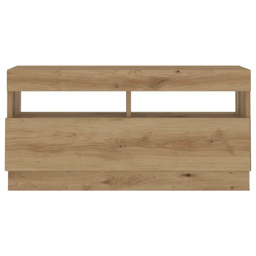 Meuble TV avec lumières LED chêne artisanal bois d'ingénierie - 7