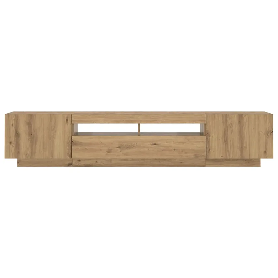 Meuble TV avec lumières LED chêne artisanal bois d'ingénierie - 10