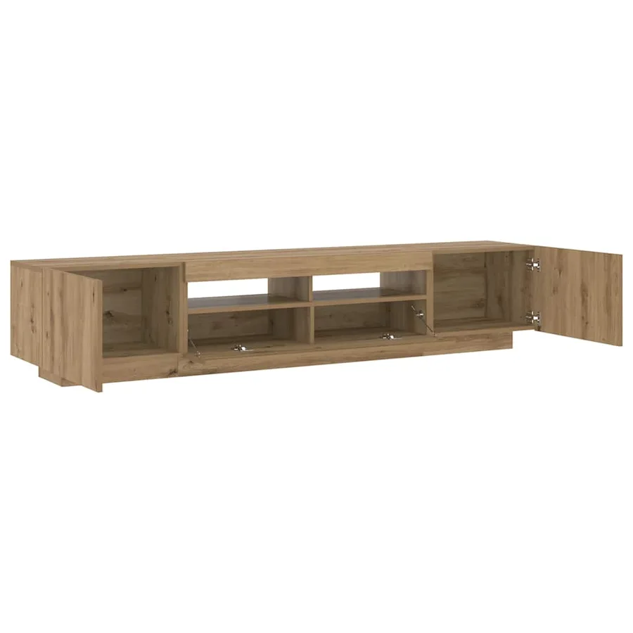 Meuble TV avec lumières LED chêne artisanal bois d'ingénierie - 6