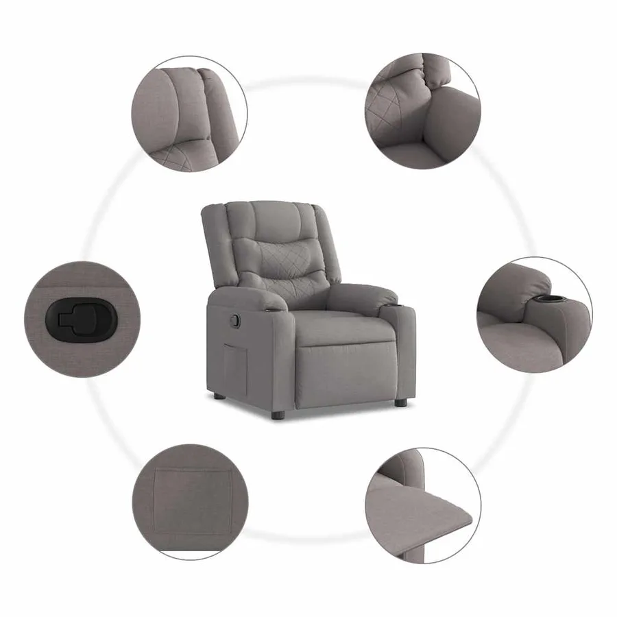 Fauteuil inclinable Taupe Tissu - 7