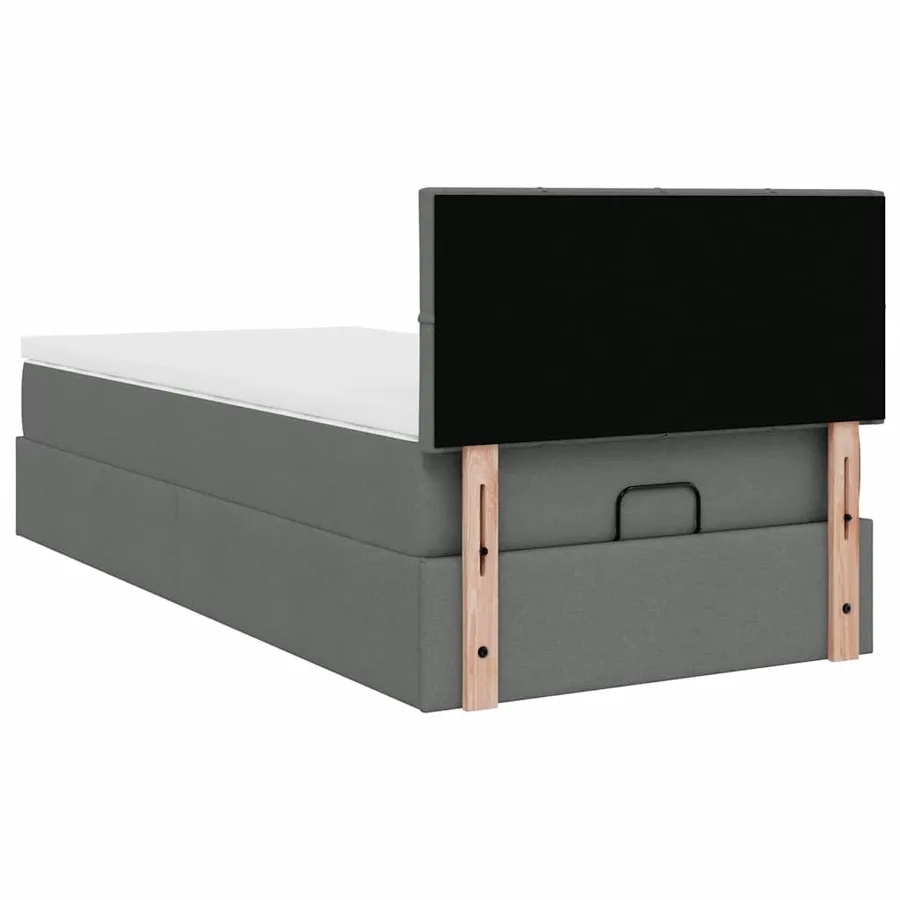 Cadre de lit ottoman avec matelas gris foncé 100x200 cm tissu - 12
