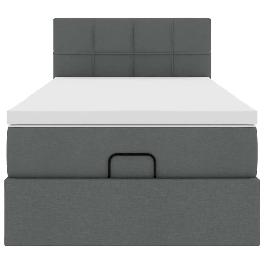 Cadre de lit ottoman avec matelas gris foncé 100x200 cm tissu - 8