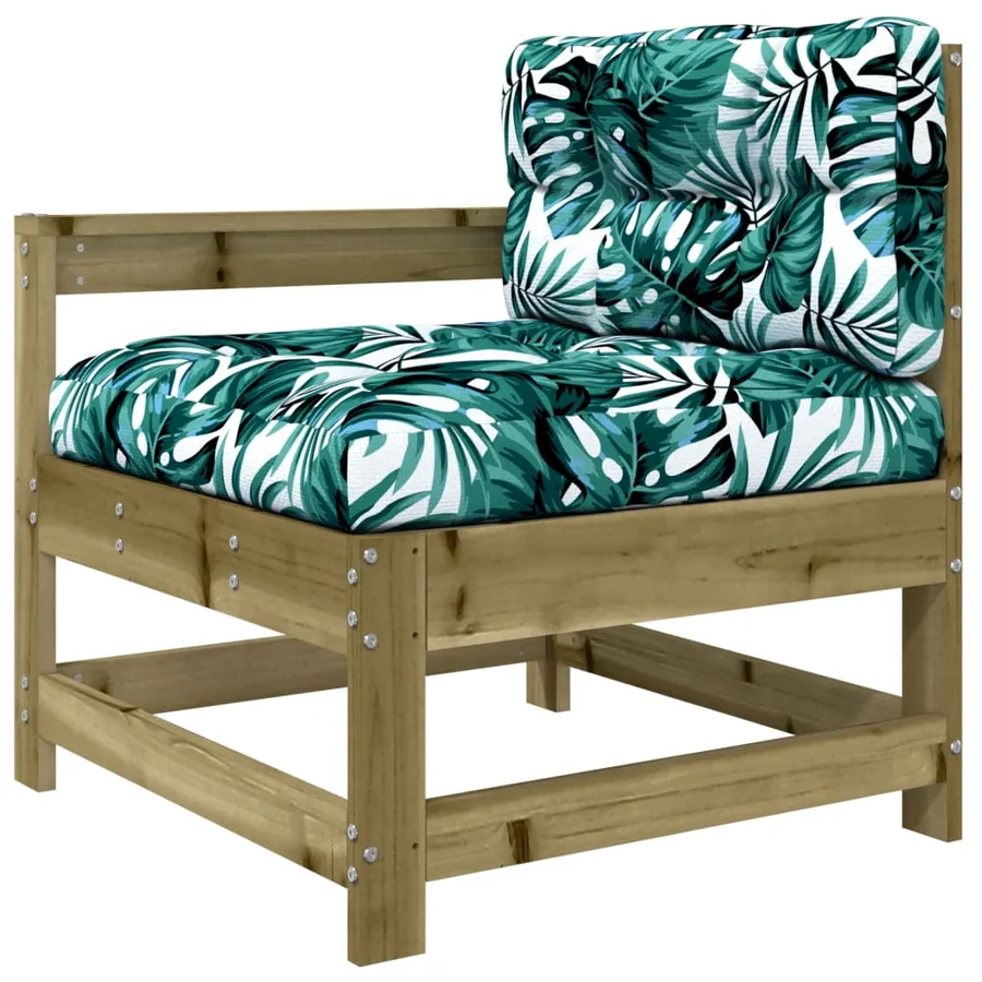 Salon de jardin 5 pcs avec coussins bois de pin imprégné - 5
