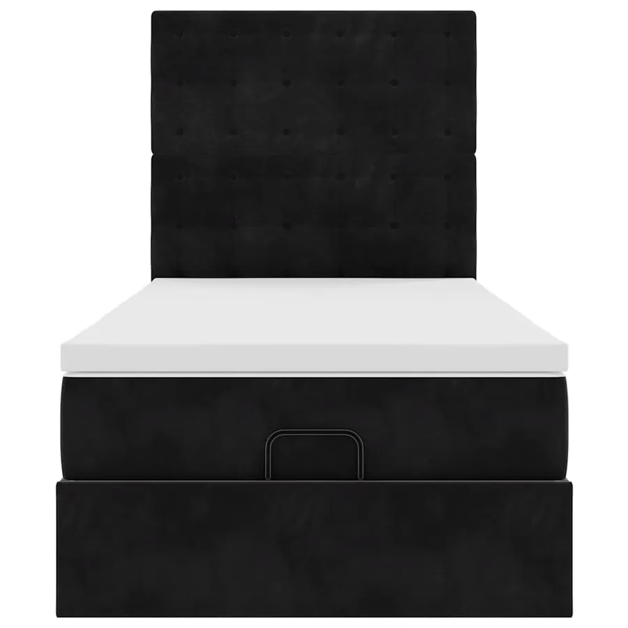 Cadre de lit ottoman avec matelas noir 100x200cm velours - 8