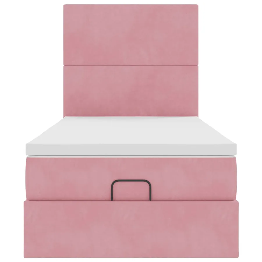 Cadre de lit ottoman avec matelas rose 100x200 cm velours - 5