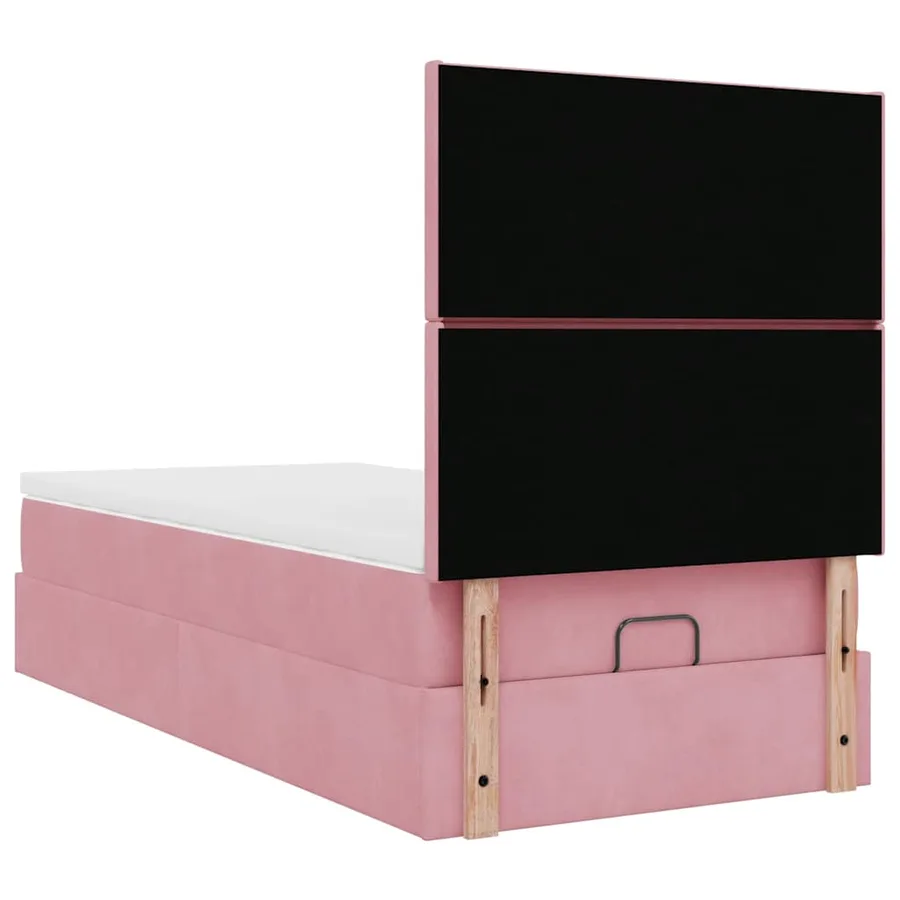Cadre de lit ottoman avec matelas rose 100x200 cm velours - 7