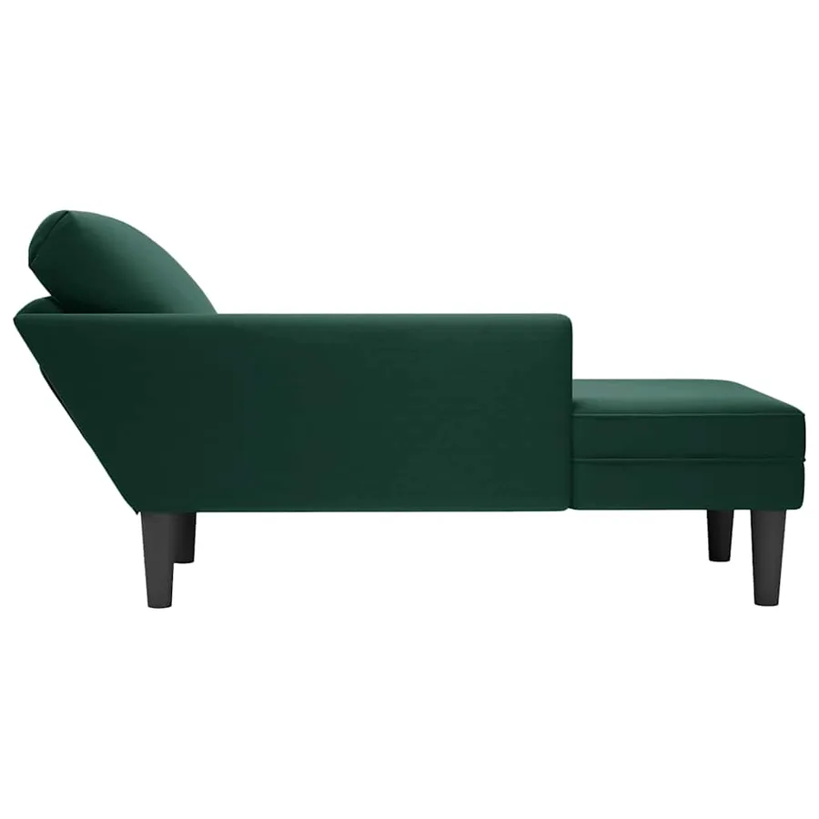 Fauteuil long et coussin et accoudoir droit vert foncé velours - 5