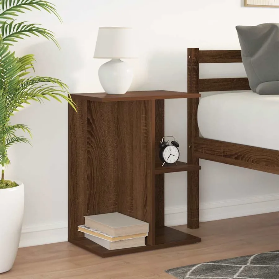 Table de chevet chêne marron 46,5x29x61 cm bois d'ingénierie - 3