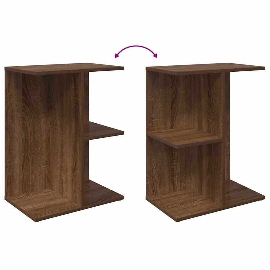 Table de chevet chêne marron 46,5x29x61 cm bois d'ingénierie - 7
