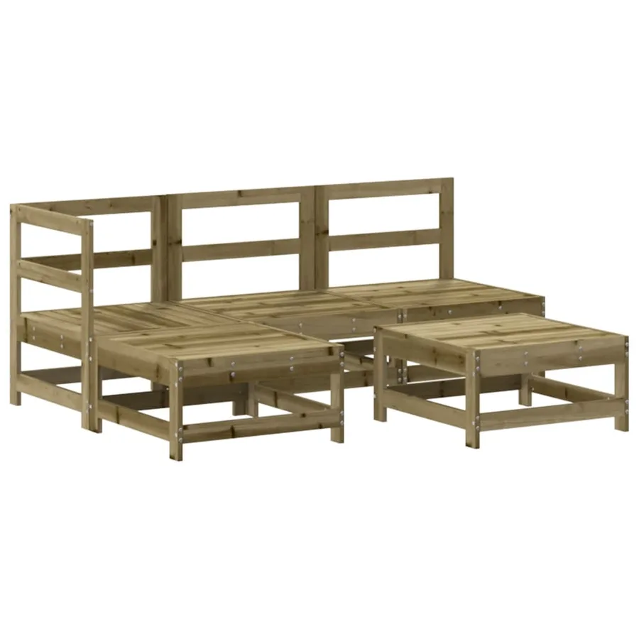 Salon de jardin 5 pcs avec coussins bois de pin imprégné - 3