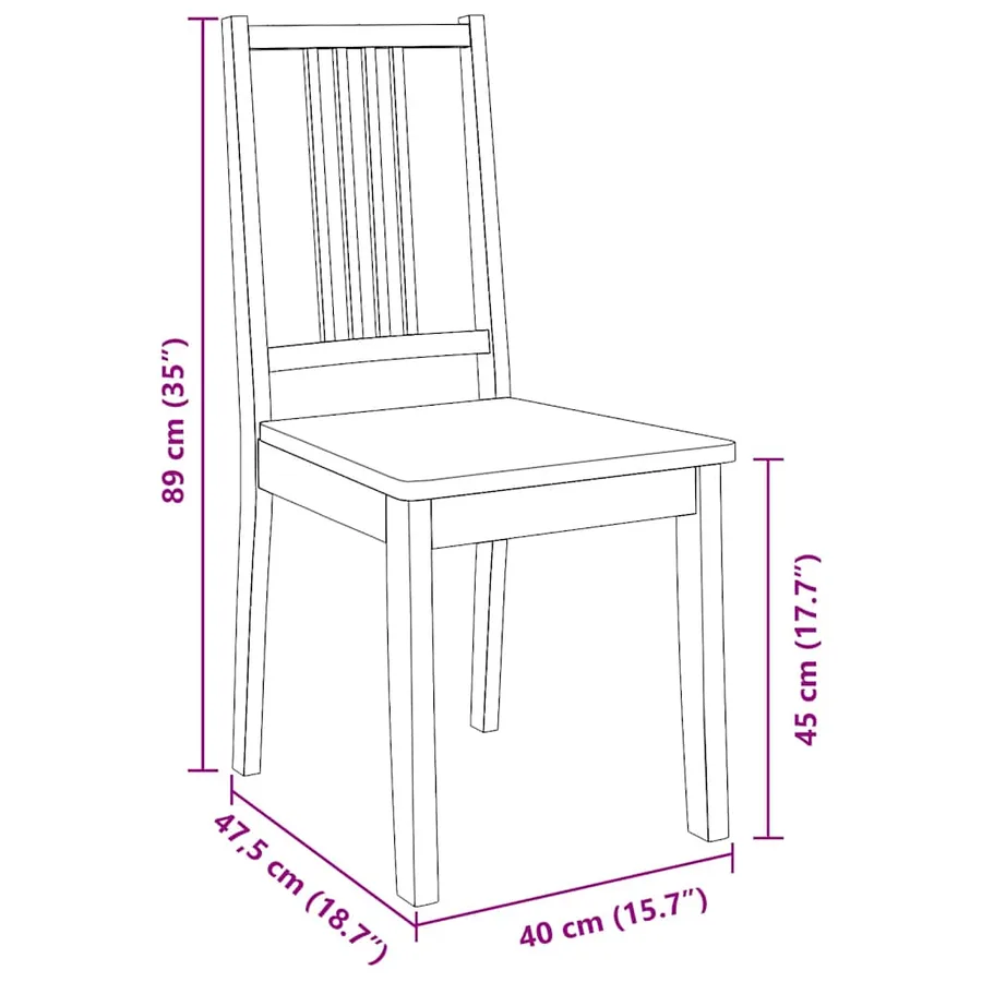 Chaises à manger 2 pcs blanc bois massif caoutchouc - 10