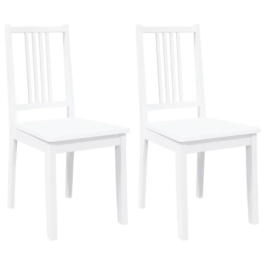 Chaises à manger 2 pcs blanc bois massif caoutchouc - 2