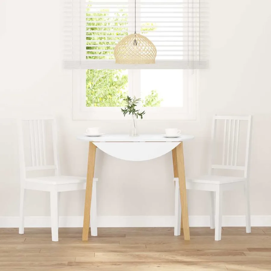 Chaises à manger 2 pcs blanc bois massif caoutchouc - 3