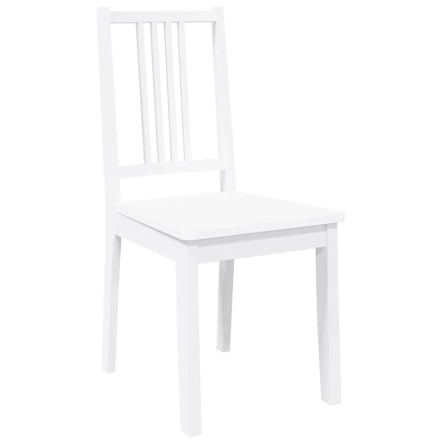 Chaises à manger 2 pcs blanc bois massif caoutchouc - 4