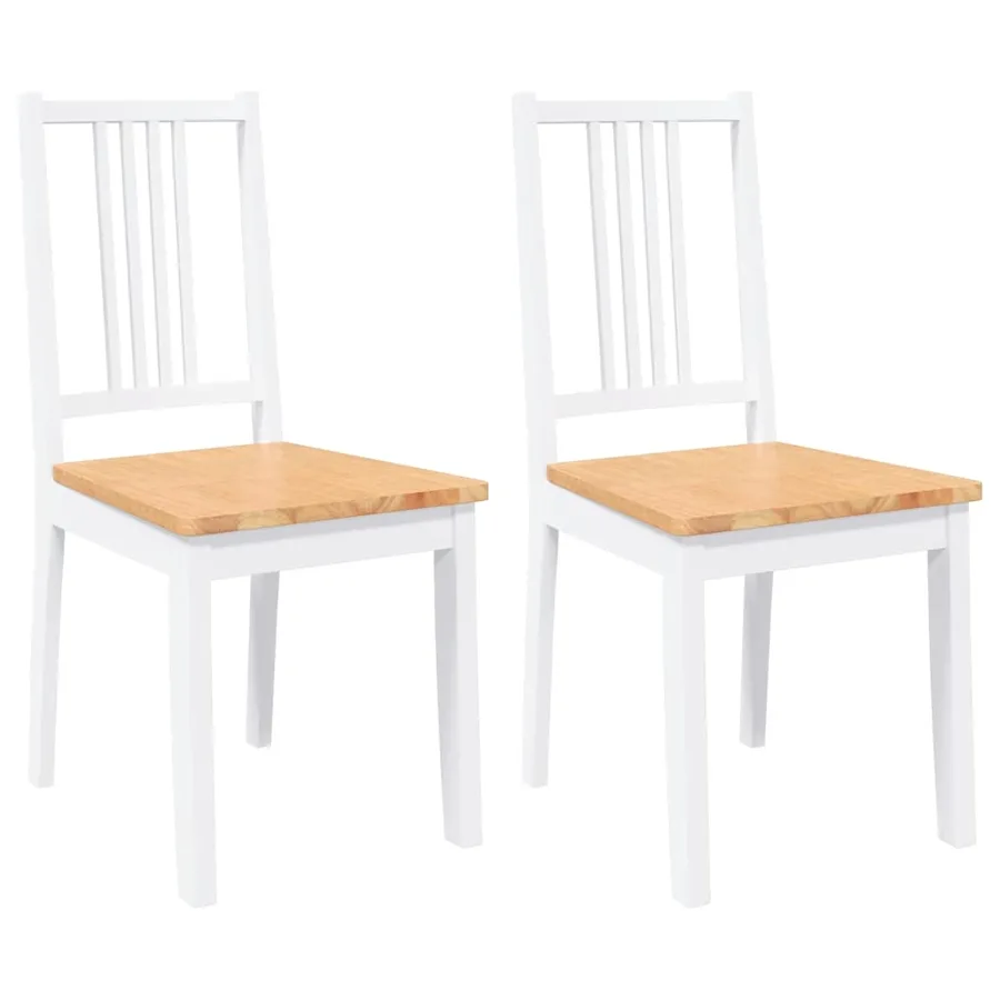 Chaises à manger 2 pcs blanc bois massif caoutchouc - 2