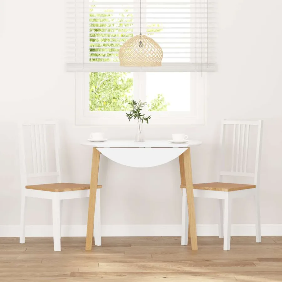 Chaises à manger 2 pcs blanc bois massif caoutchouc - 3