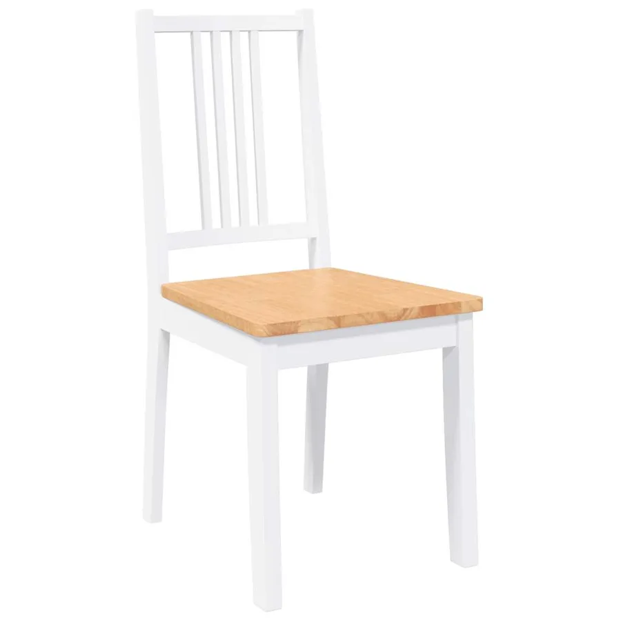 Chaises à manger 2 pcs blanc bois massif caoutchouc - 4