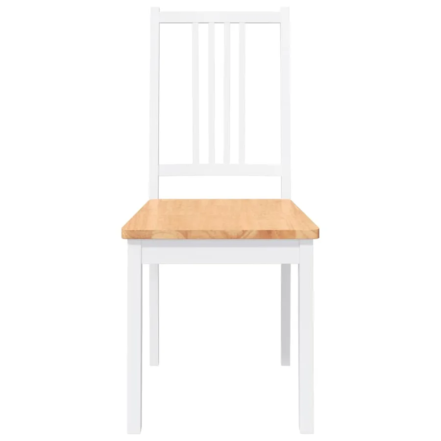 Chaises à manger 2 pcs blanc bois massif caoutchouc - 5