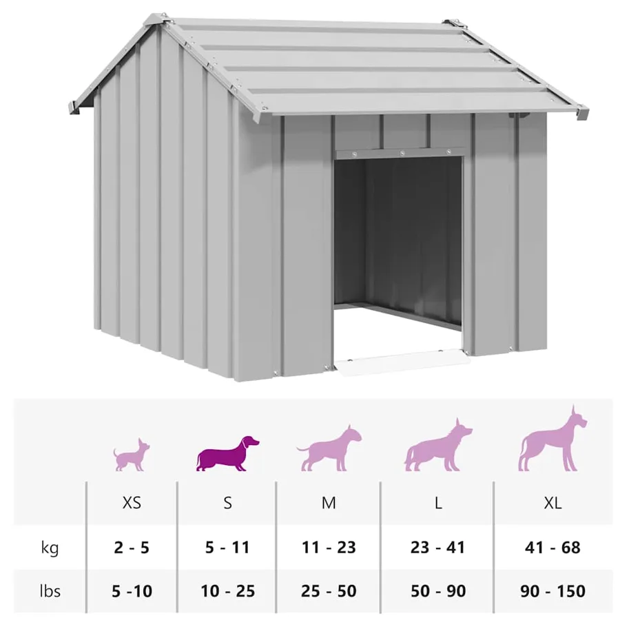 Niche pour chien avec toit noir 85x107x81 cm acier galvanisé - 8