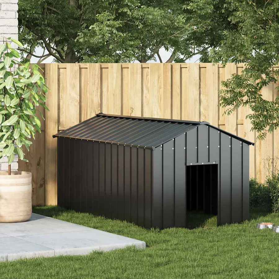Niche pour chien avec toit noir 114x202x101 cm acier galvanisé - 2