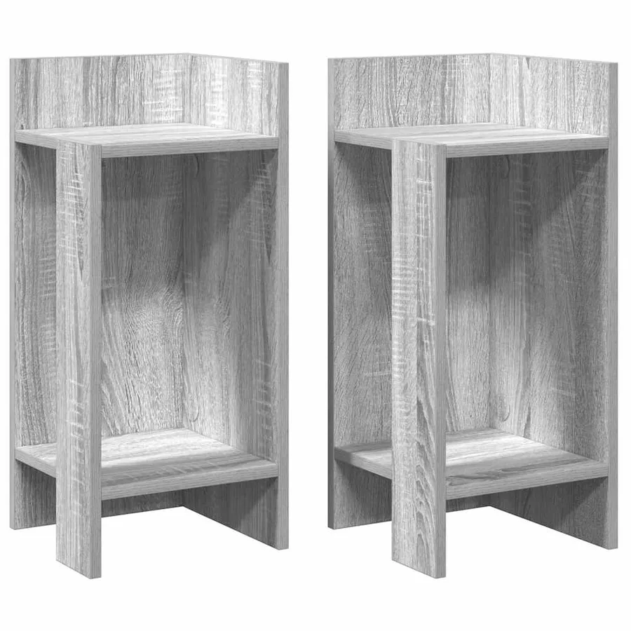 Tables d'appoint 2 pcs avec étagère sonoma gris 25,5x27x60 cm - 2