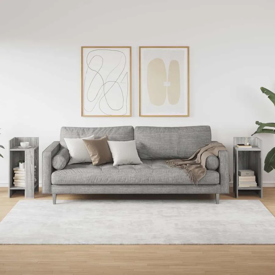 Tables d'appoint 2 pcs avec étagère sonoma gris 25,5x27x60 cm - 3