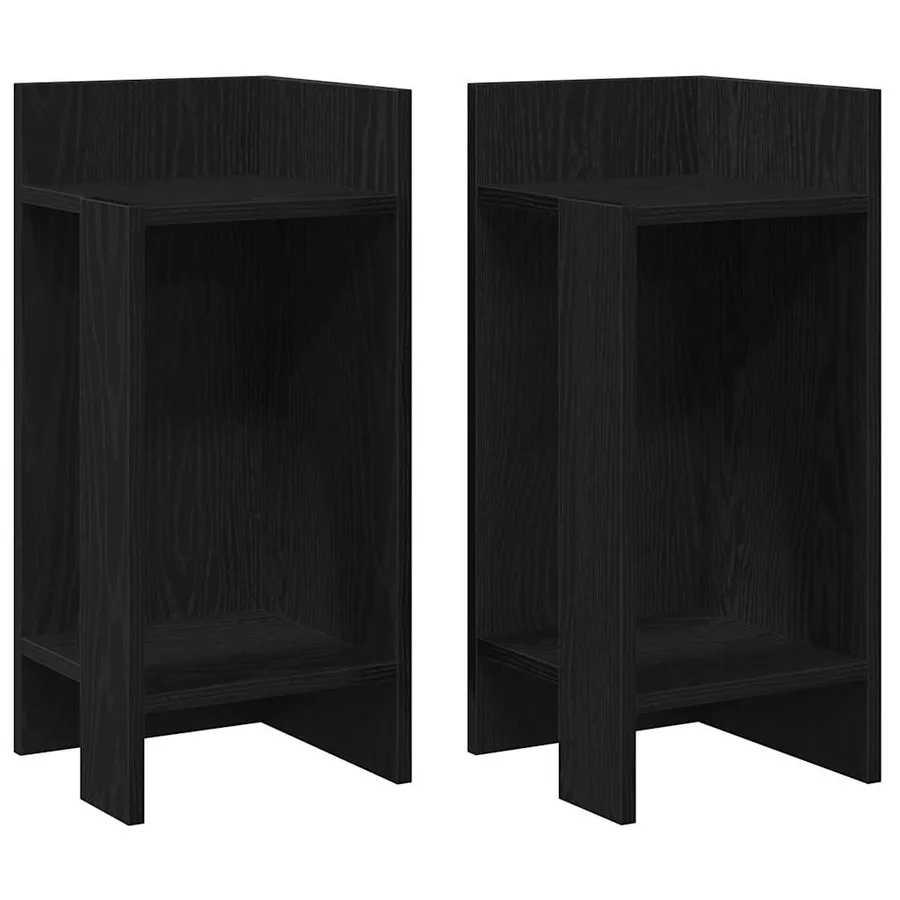 Tables d'appoint 2 pcs avec étagère noir 25,5x27x60 cm - 2