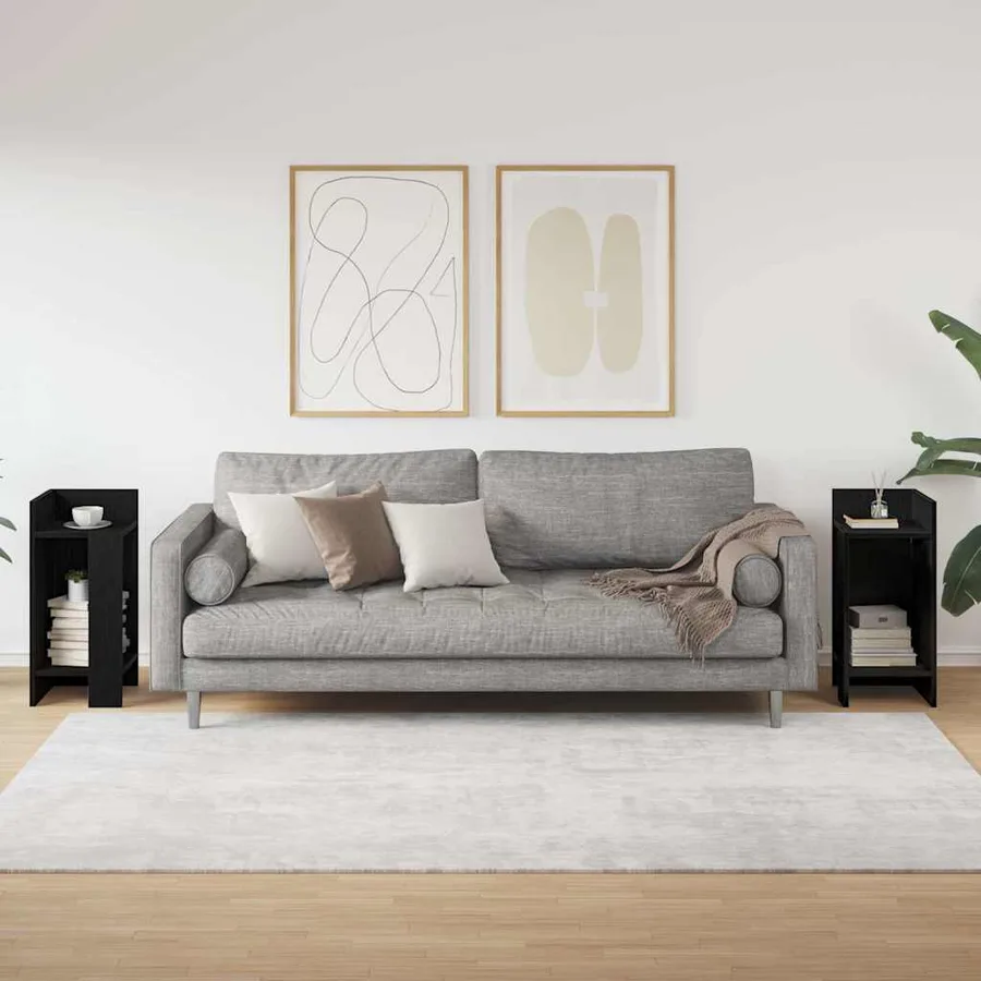 Tables d'appoint 2 pcs avec étagère noir 25,5x27x60 cm - 3
