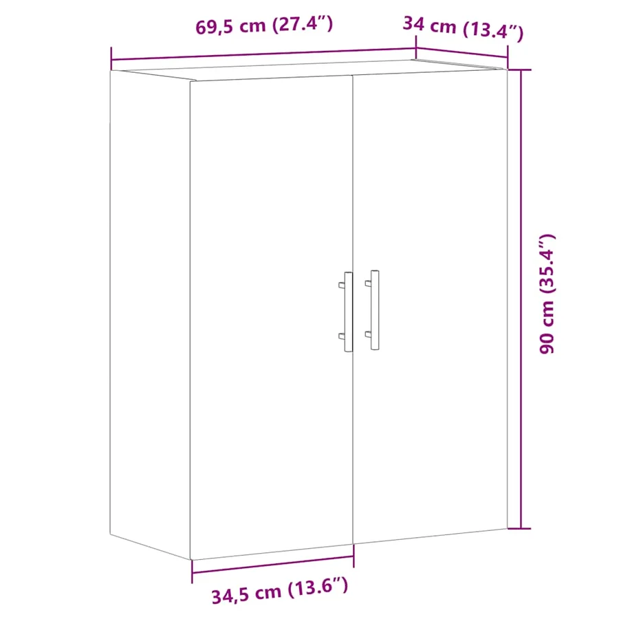 Armoire murale vieux bois 69,5x34x90 cm - 11
