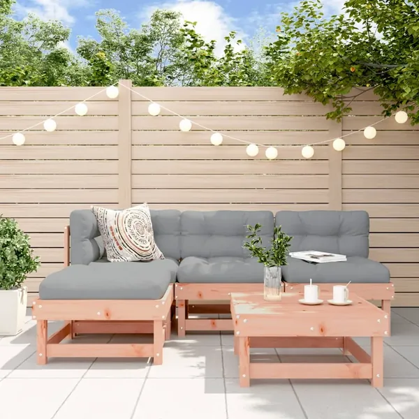 Salon de jardin 5 pcs avec coussins bois massif douglas
