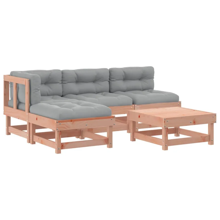 Salon de jardin 5 pcs avec coussins bois massif douglas - 2