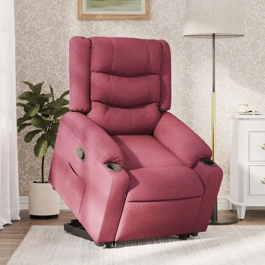 Fauteuil inclinable rouge bordeaux tissu - 3