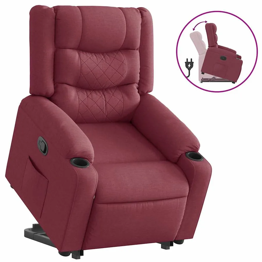 Fauteuil inclinable rouge bordeaux tissu - 4