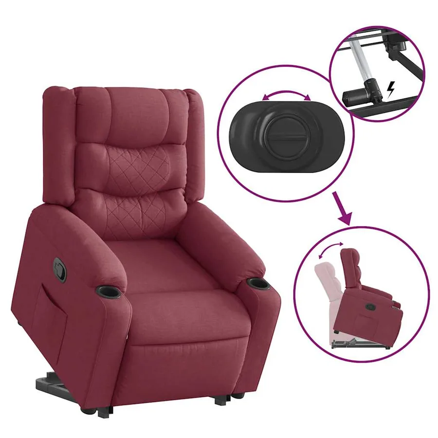 Fauteuil inclinable rouge bordeaux tissu - 9