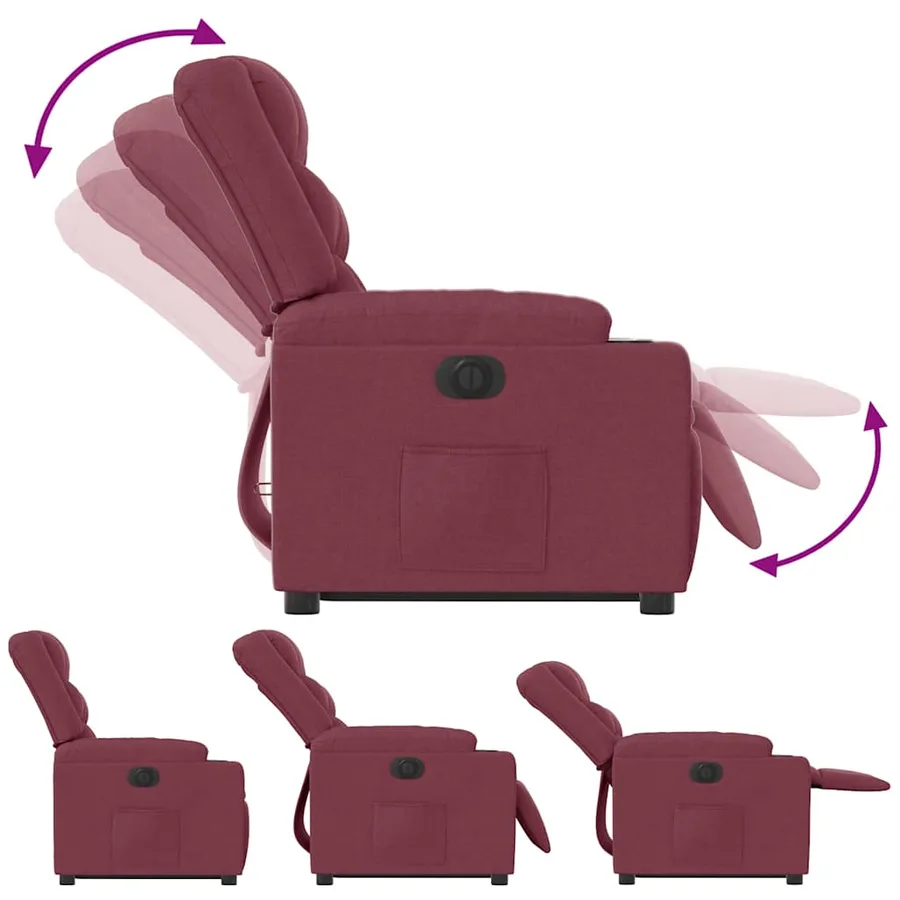 Fauteuil inclinable électrique rouge bordeaux tissu - 10